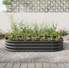 Raised Garden Bed Outdoor, Oval Metal Planter For Plants, Vegetables, Flowers