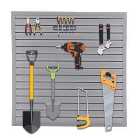 Premium PVC Slat Wall Panels, Garage & Home Organization System, 4ft X 4ft Modular Design, Easy Snap-On Installation, Grey Finish, 16 Sqft Storag