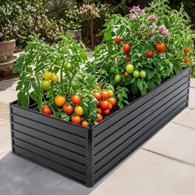 Metal Raised Garden Bed Outdoor 8x4x2 FT Galvanized Raised Garden Bed Kit,Vegetable Boxes-Rectangle Metal Flower Box