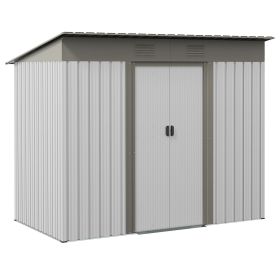 Outsunny 7' x 4' Metal Lean to Garden Shed, Outdoor Storage Shed, Garden Tool House with Double Sliding Doors, 2 Air Vents for Backyard, Patio, L