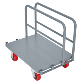 Steel Panel Truck, Heavy Duty Drywall Cart Lumber Cart Platform Truck Flat Cart, 2000lbs, 6 Swivel Brake Casters, With 1Front And 2 Side Handrails 36x