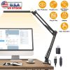 LED Reading Desk Lamp with Clamp Adjustable Swing Arm 3 Modes 10 Brightness Table Light 360 Degree Rotation Lighting Head for Home Office