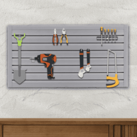 PVC Slat Wall Panels , 4ft X 2ft Garage & Home Storage System , Heavy Duty Interlocking Design , Graphite Finish , 8 Sqft Coverage