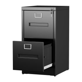 Metal Vertical File Cabinet With 2 Drawer,Vertical File Cabinet With Lock For Letter Legal F4 A4, Assembly Required,Black