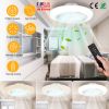17.71in LED Ceiling Fan with Light Round Pendant Fan Lamp Low Profile Fan Light with 6 Fan Speed 3 Colors Remote Control APP Control Timer Function