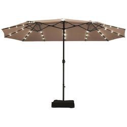 15 Ft Solar LED Patio Double-sided Umbrella Market Umbrella