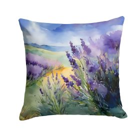Lavender in Watercolor Throw Pillow Machine Washable, Indoor Outdoor Decorative Pillow for Couch, Bed or Patio, 18Hx18W