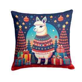 Llama Christmas Throw Pillow Machine Washable, Indoor Outdoor Decorative Pillow for Couch, Bed or Patio, 14Hx14W