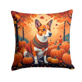 Red Basenji Fall Throw Pillow Machine Washable, Indoor Outdoor Decorative Pillow for Couch, Bed or Patio, 14Hx14W