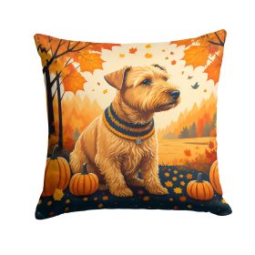 Lakeland Terrier Fall Throw Pillow Machine Washable, Indoor Outdoor Decorative Pillow for Couch, Bed or Patio, 14Hx14W