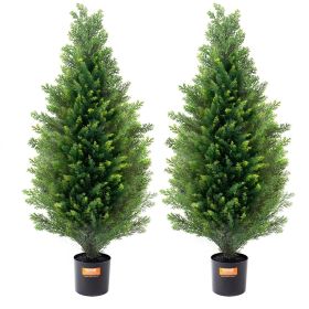 VEVOR 2 Pack 3' Artificial Cedar Topiary Tree Faux Plant UV Decor In/Outdoor