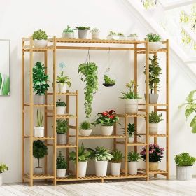9-Tier Bamboo Plant Stand with Hanging Rack
