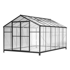 8' X 12' Outdoor Greenhouse, Heavy Duty Polycarbonate Greenhouse, Large Walk-in Greenhouse With Double Doors And Two Ventilation Windows, Aluminum Gre