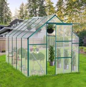 6X10FT Polycarbonate Greenhouse With Raised Base, Anchor, Heavy Duty Walk-in