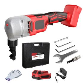 Cordless Nibbler Compatible With Milwaukee 18V Battery Including 2.0Ah Battery And Charger, 18 Gauge Sheet Metal Cutter With 1200RPM Brushless Mo (Color: Red)