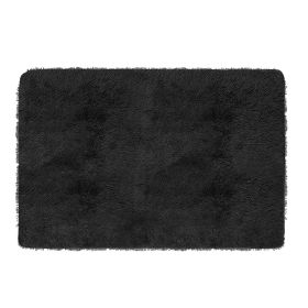 Fluffy Bedroom Rug 4’ x 2.6’ Anti-Skid Shaggy Area Rug Decorative Floor Carpet Mat for Nursery Bedroom Living Room (Option: Black)
