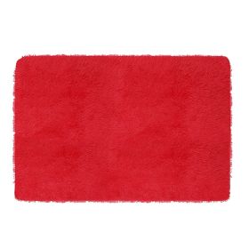 Fluffy Bedroom Rug 4’ x 2.6’ Anti-Skid Shaggy Area Rug Decorative Floor Carpet Mat for Nursery Bedroom Living Room (Option: Red)