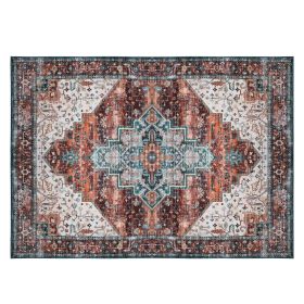 6x9FT Vintage Area Rug Modern Non Slip Carpet Boho Low Pile Soft Rug Waterproof Machine Washable Rug for Living Room Bedroom Kitchen Dining Room Under (Option: Type 3)