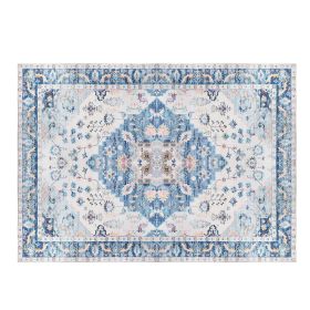 6x9FT Vintage Area Rug Modern Non Slip Carpet Boho Low Pile Soft Rug Waterproof Machine Washable Rug for Living Room Bedroom Kitchen Dining Room Under (Option: Type 2)