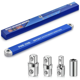Offset Extension Wrench, Impact Grade Square Drive Adapters For Hard To Reach Fasteners In Tight Spaces 3 Piece Set (Color: Blue)