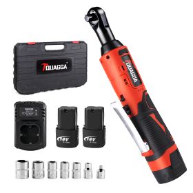 TQUAGGA 18V Cordless Electric Ratchet Wrench Set, Power Ratchet Wrench,Variable Speed With Batteries2,Torque 45ftlbs,Car Repair Tools, Power Tool (Option: 18V two battery)